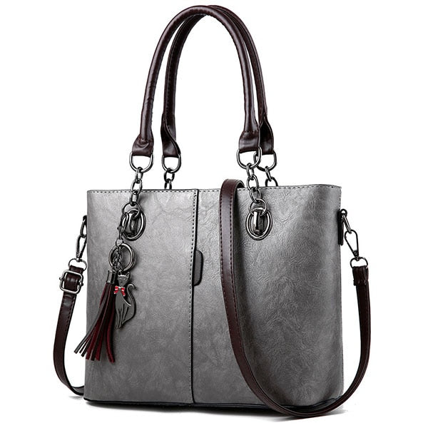 Luxury Cat Handbag - Gray Tassel Bag / 31 x 13 x 24cm - Cat