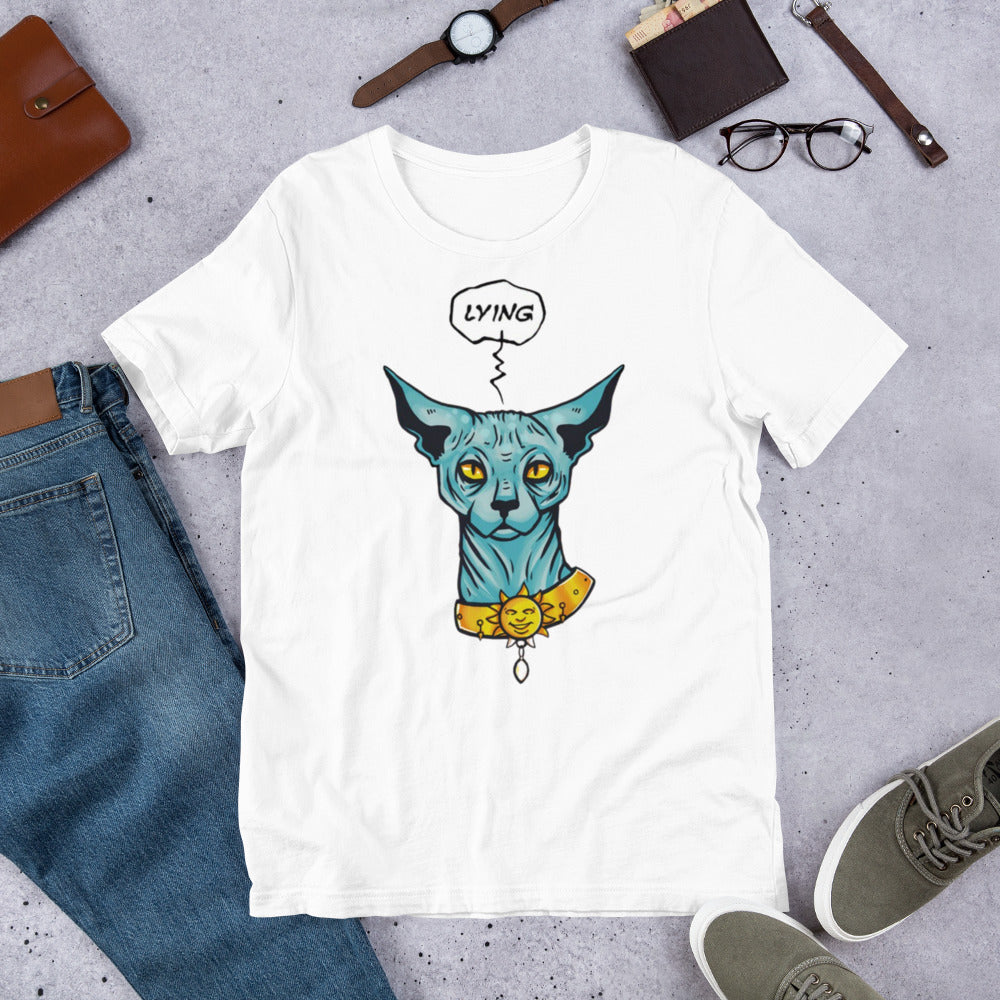 Lying cat t shirt best sale