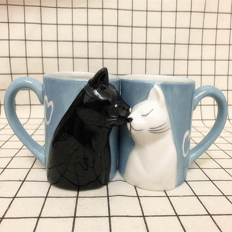 Matching Cat Mugs - Blue / 350ml