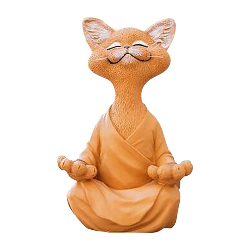 Meditating Cat Statue - Orange / United States
