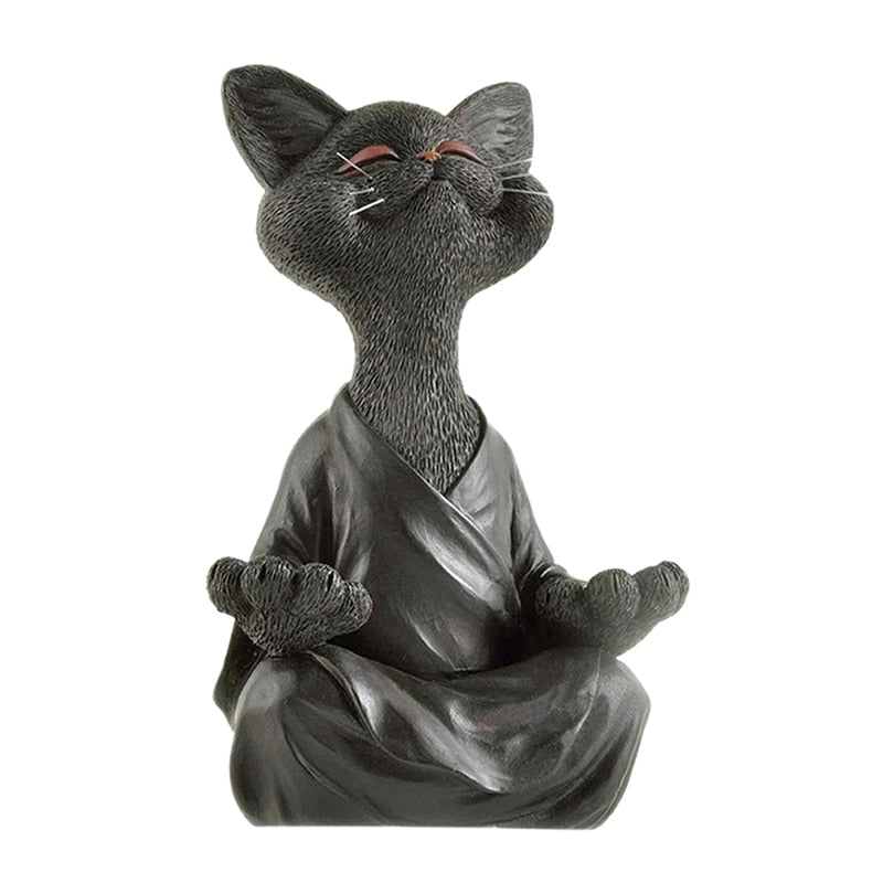 Meditating Cat Statue - Black / United States