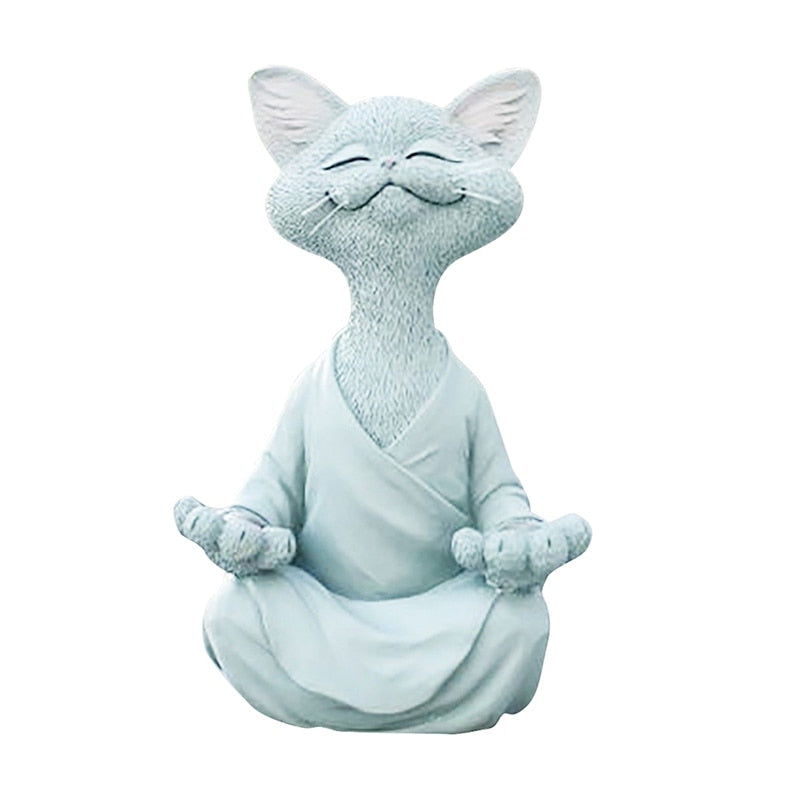 Meditating Cat Statue - Gray / United States