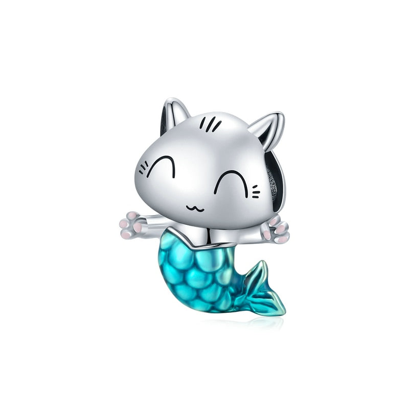 Mermaid Cat Charm - Blue - Cat charms