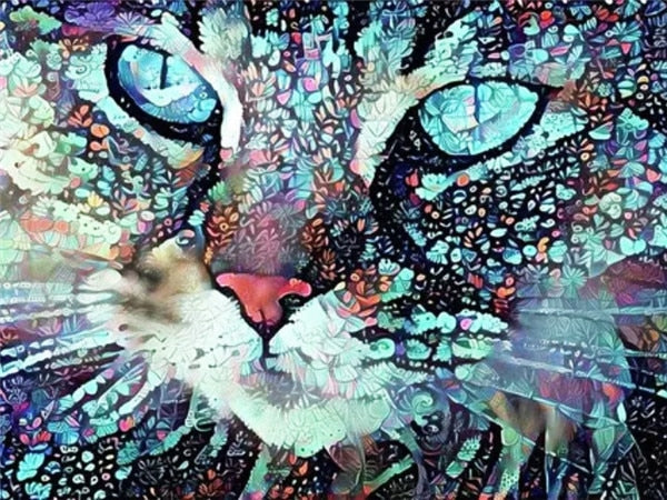 Midnight Cat Diamond Painting - Blue / Full Square 20X30cm