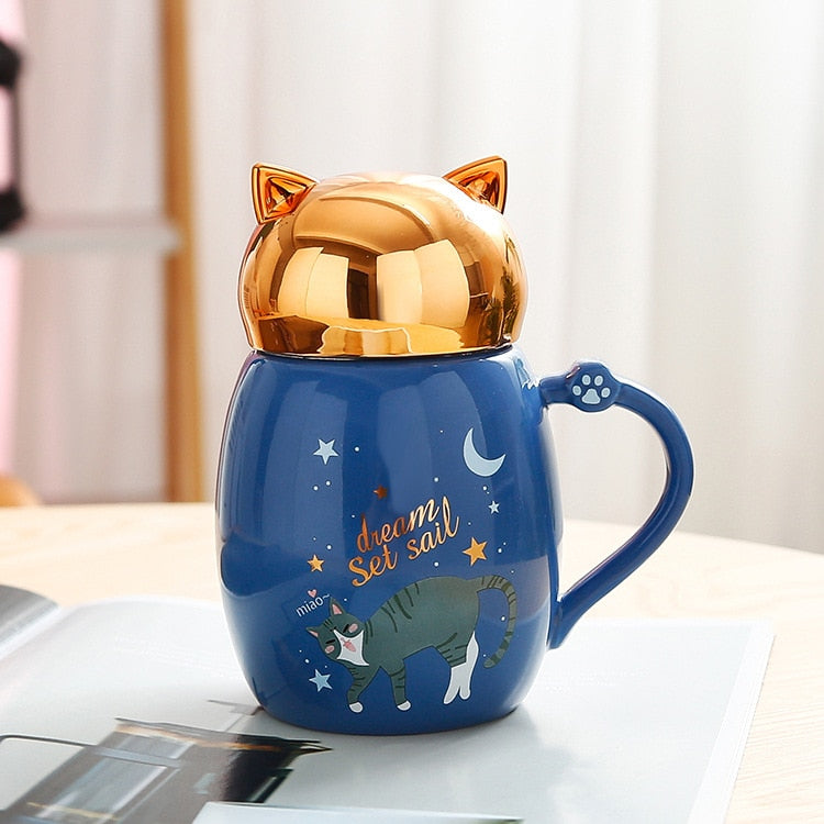 Midnight Cat Mug - Blue / 300mL