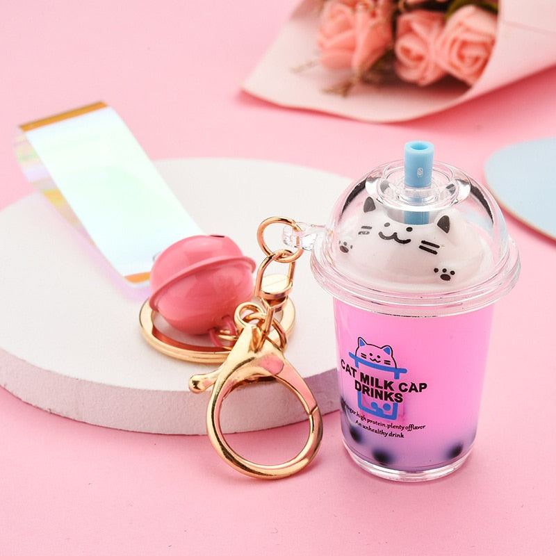 Milktea Cat Keychain - Pink - Cat Keychains