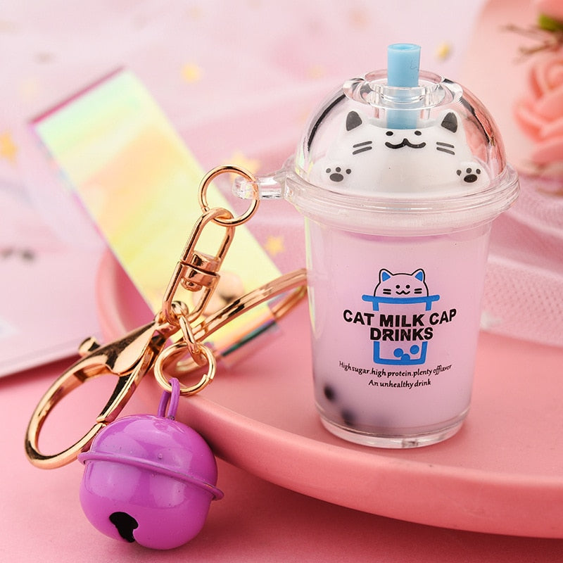Milktea Cat Keychain - Purple - Cat Keychains