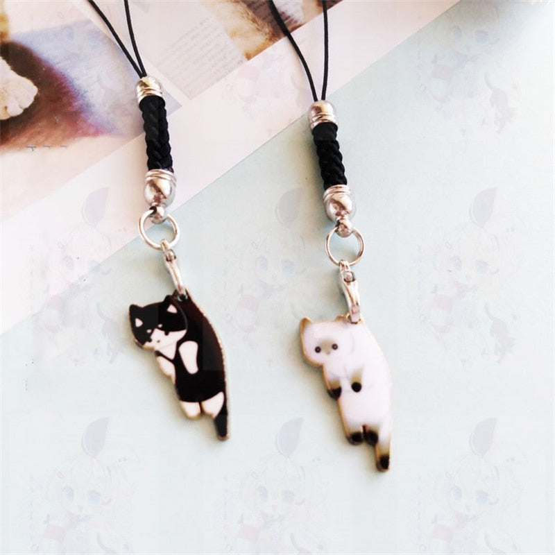 Mobile Hanging Cat Keychain - White - Cat Keychains