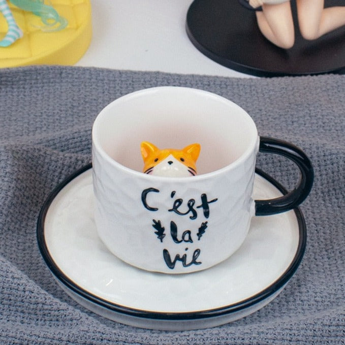 Mug With Cat Inside - Orange / 200ml