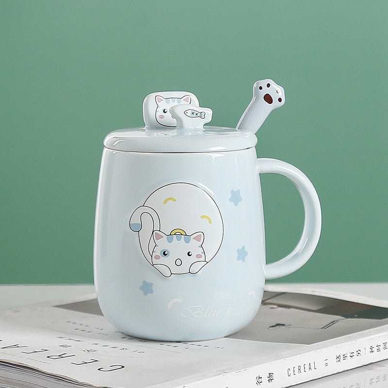 Mugs With Cats - Sky blue / 480ml