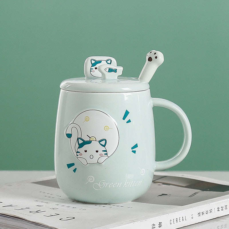 Mugs With Cats - Fresh green / 480ml