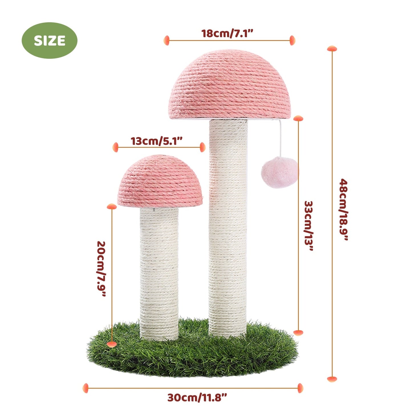 Mushroom Cat Scratching Post - Pink - Cat scratching post