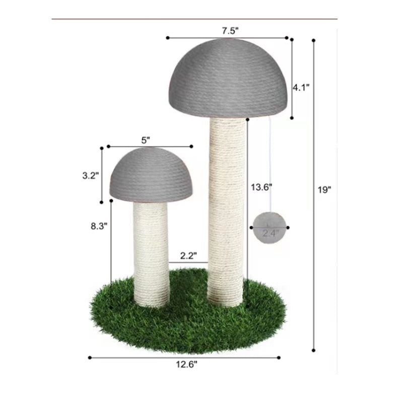 Mushroom Cat Scratching Post - Grey - Cat scratching post