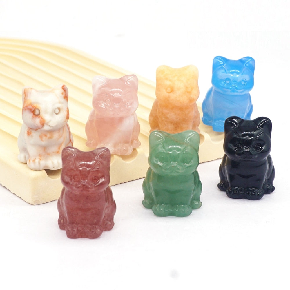 Natural Crystal Cat Figurines