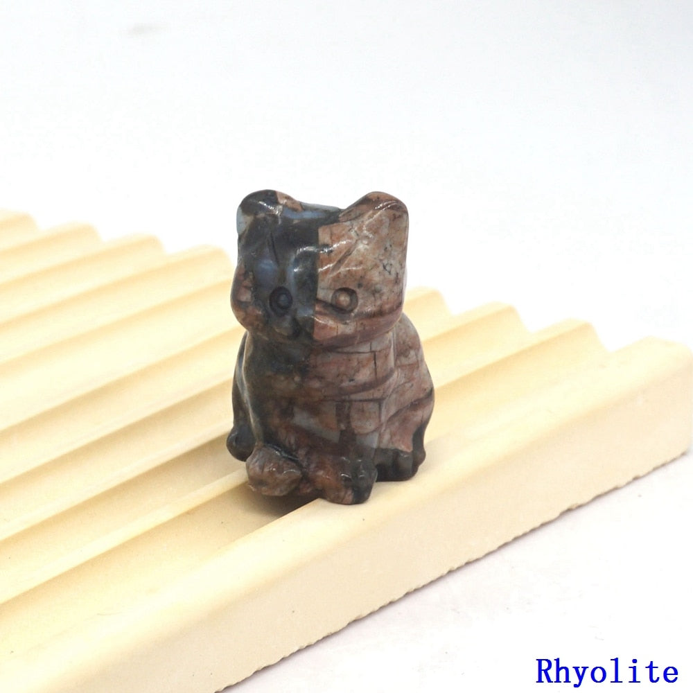 Natural Crystal Cat Figurines - Rhyolite / 1pc