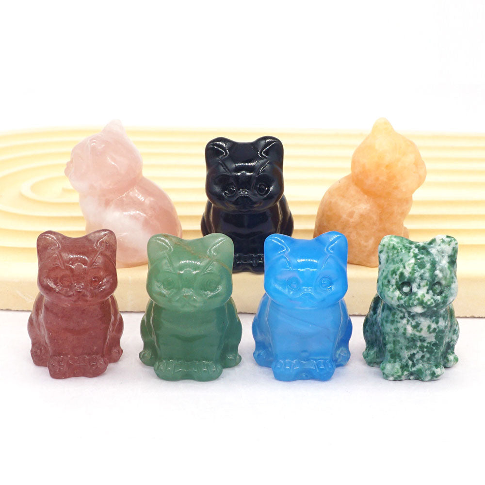 Natural Crystal Cat Figurines