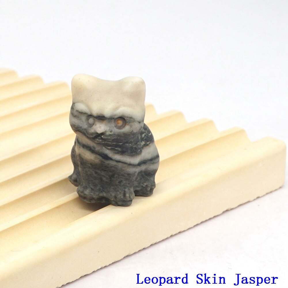 Natural Crystal Cat Figurines - Leopard Skin Jasper / 1pc
