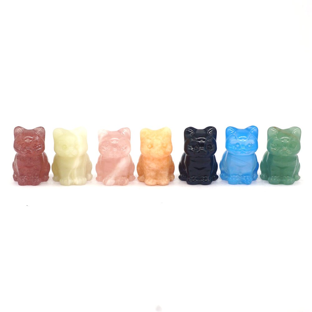 Natural Crystal Cat Figurines