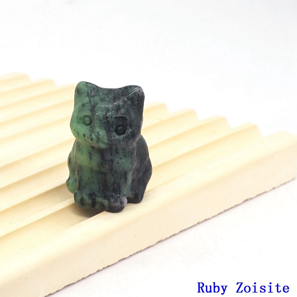 Natural Crystal Cat Figurines - Ruby Zoisite / 1pc