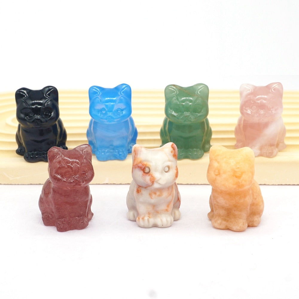 Natural Crystal Cat Figurines