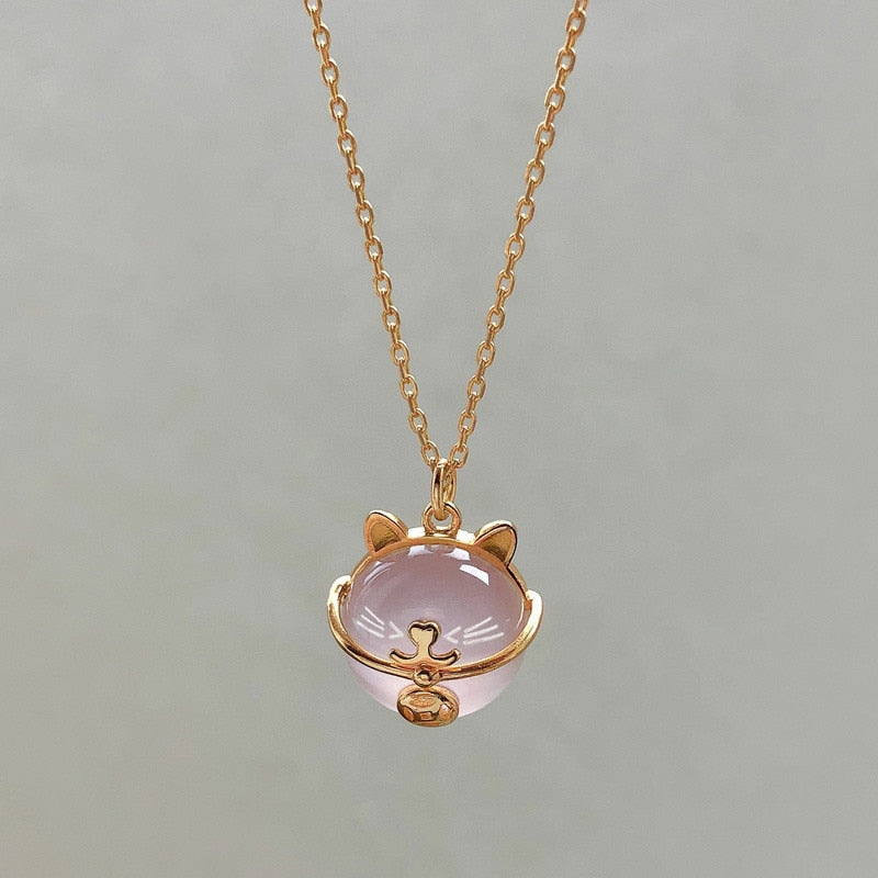 Opal Cat Necklace - Cat necklace