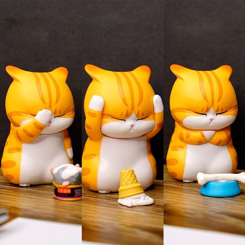 Orange Cat Figurine - Set / High About 5CM
