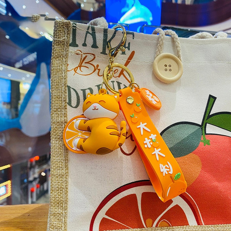 Orange Cat Keychain - Cat Keychains