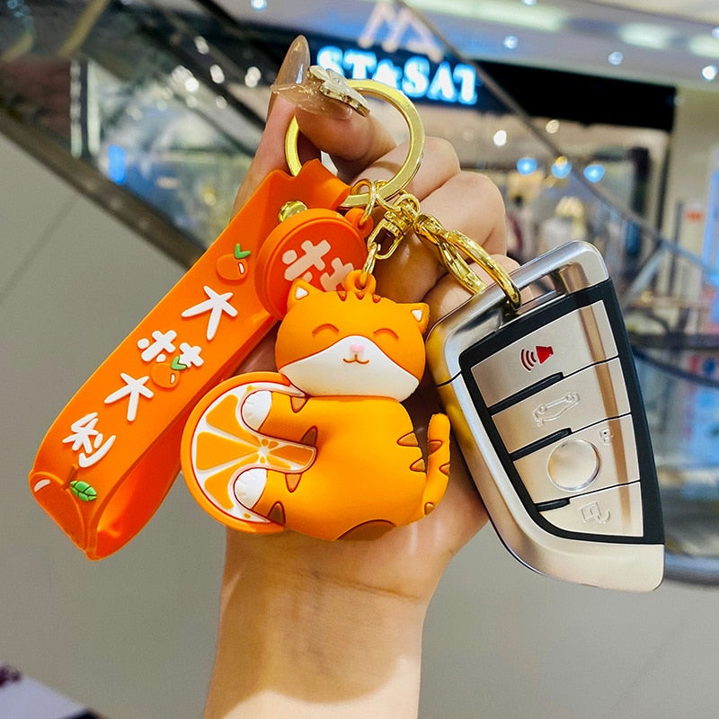 Orange Cat Keychain - Cat Keychains