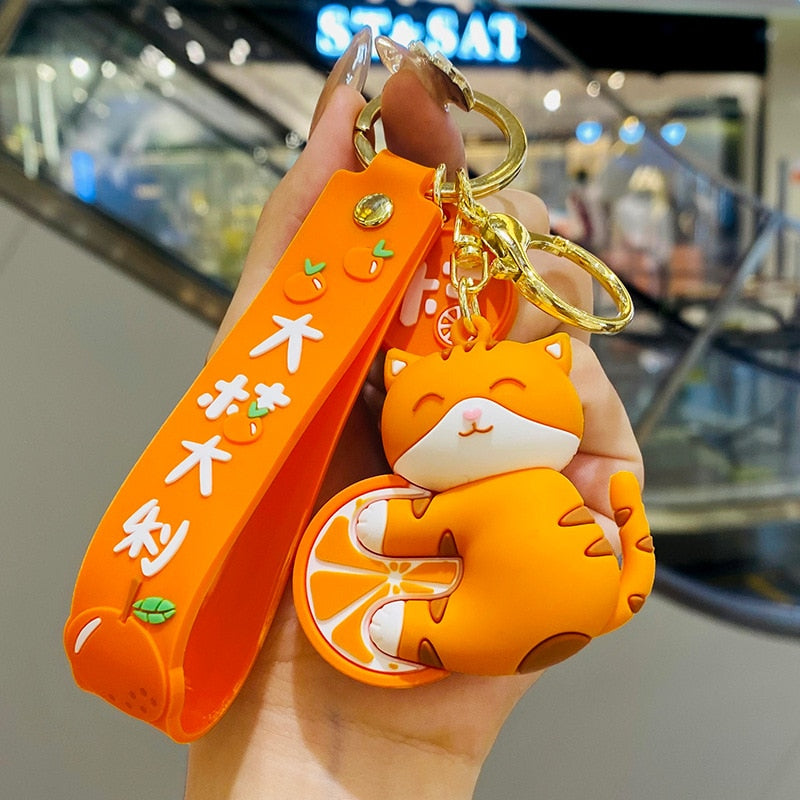 Orange Cat Keychain - Hug - Cat Keychains