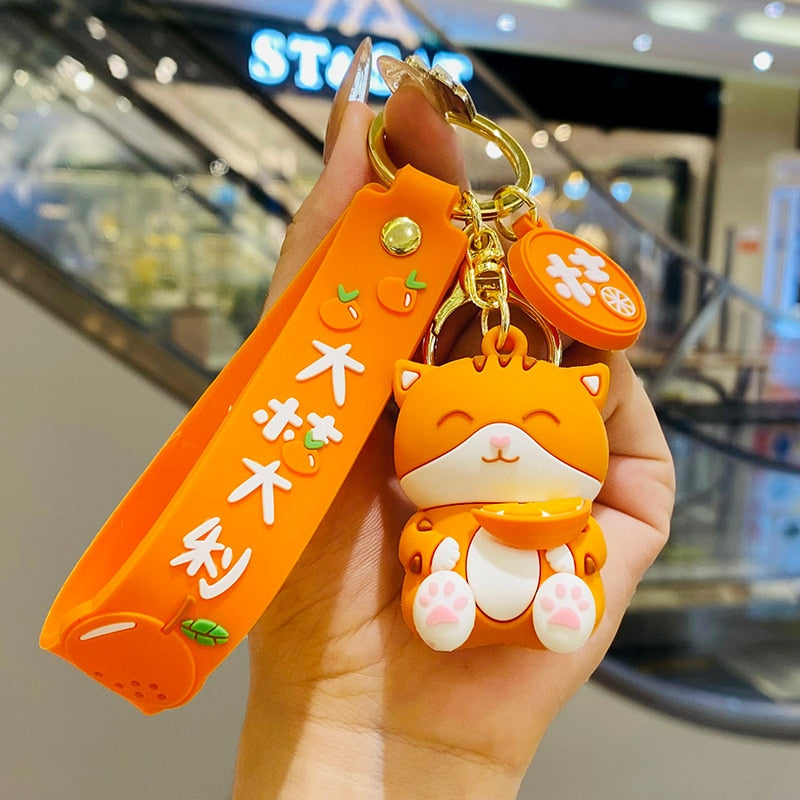 Orange Cat Keychain - Food - Cat Keychains