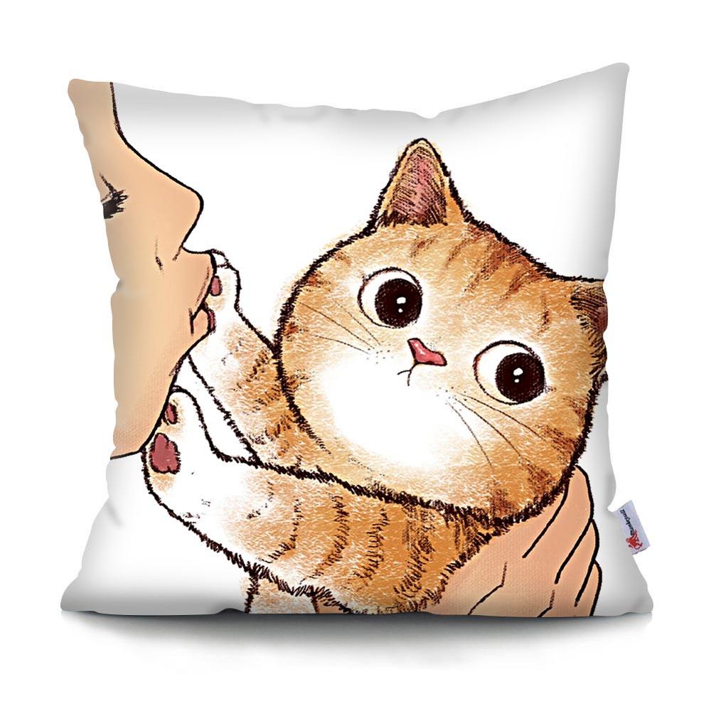 Orange Cat Pillow - 45x45cm / Cute