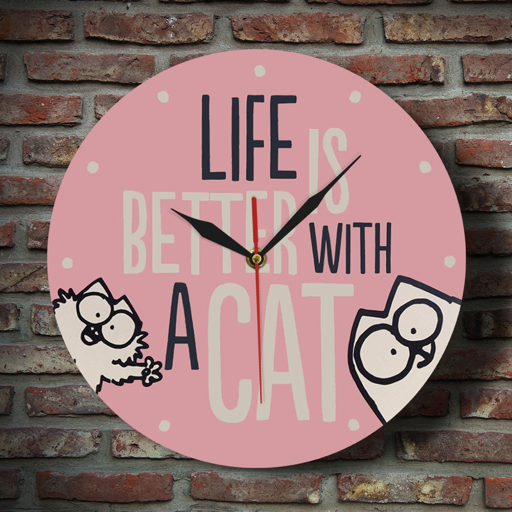 Pink Cat Clock