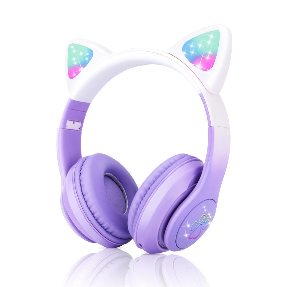 Pink Cat Ear Headphones - Purple - cat ears headphones