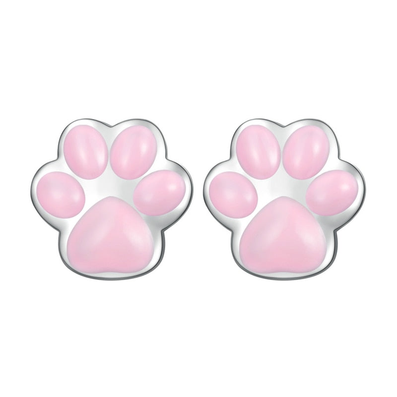 Pink Cat Paw Earrings - Cat earrings