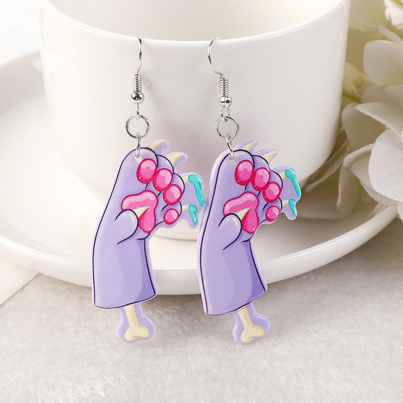 Pink Halloween Cat Earrings - Gloves - Cat earrings