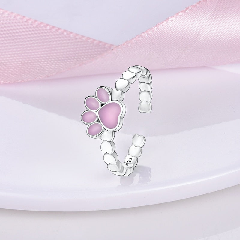 Pink Paw Cat Ring - cat rings