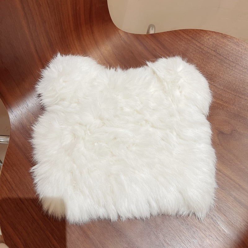 Plush cat beanie - White / 56-58cm - Cat beanie