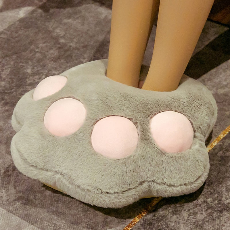 Plush Cat Slippers - Gray / 36 - Cat slippers