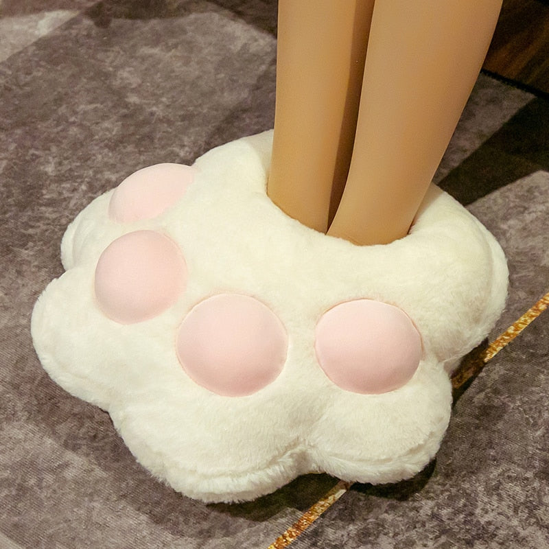 Plush Cat Slippers - White / 36 - Cat slippers