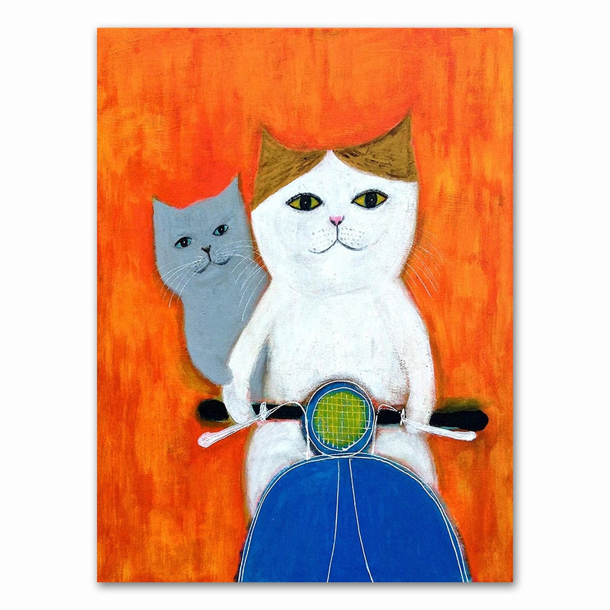 Posters of Cats - 10x15cm No Frame / Driving - Cat poster