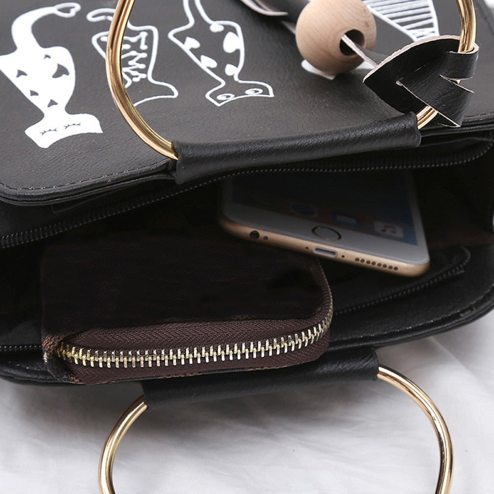 Printed Cat Handbag - Cat Handbag