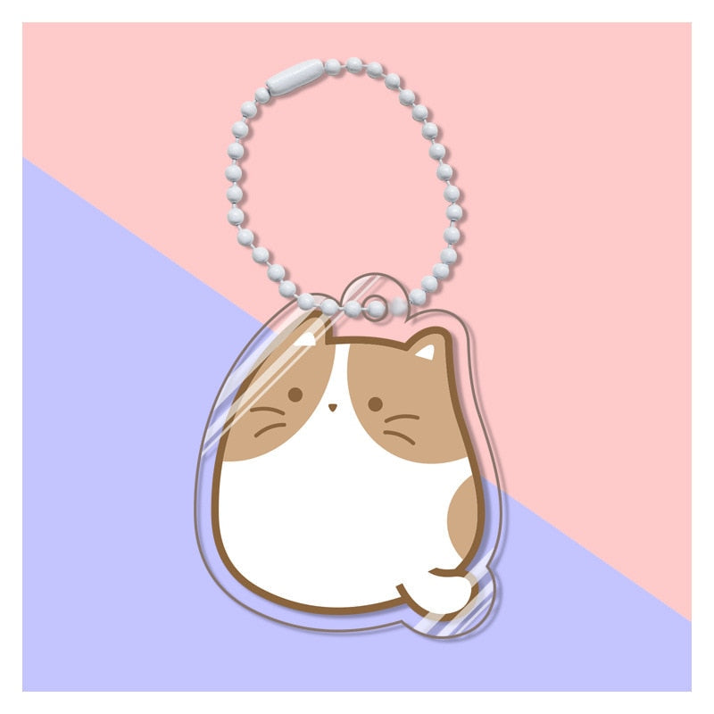 Pusheen Cat Keychain - White-Brown - Cat Keychains