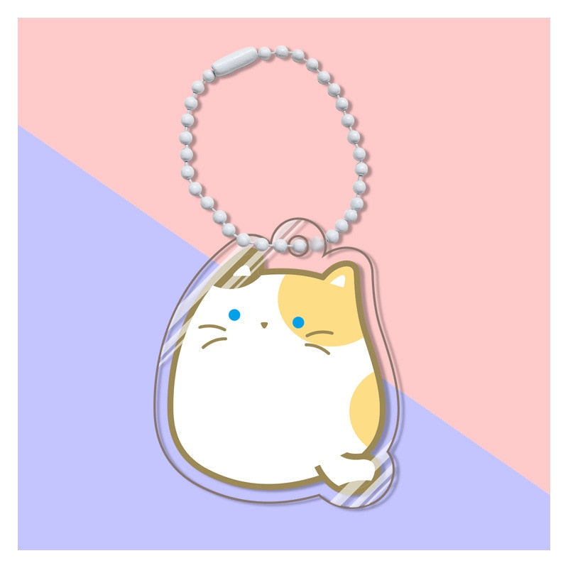 Pusheen Cat Keychain - White-Orange - Cat Keychains
