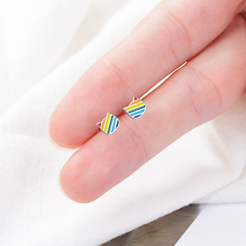 Rainbow Cat Earrings - Cat earrings