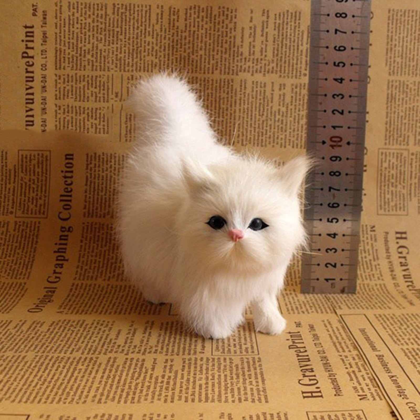 Realistic Kitten Plush - White