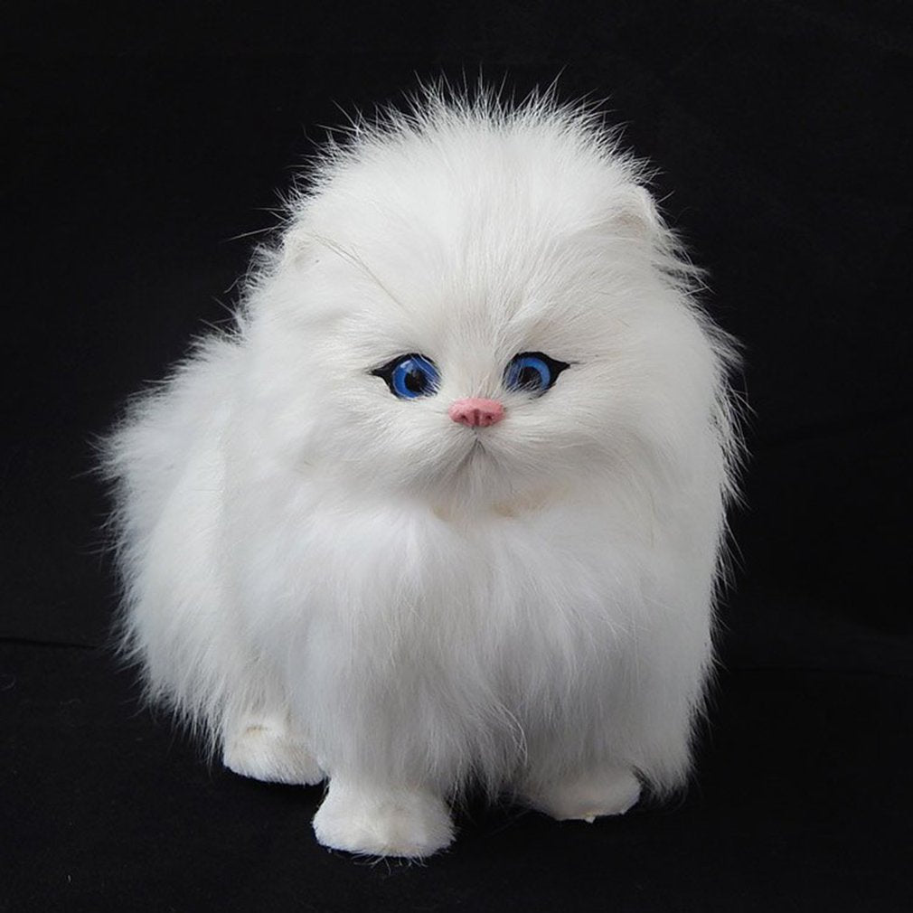 Realistic looking plush cat - White