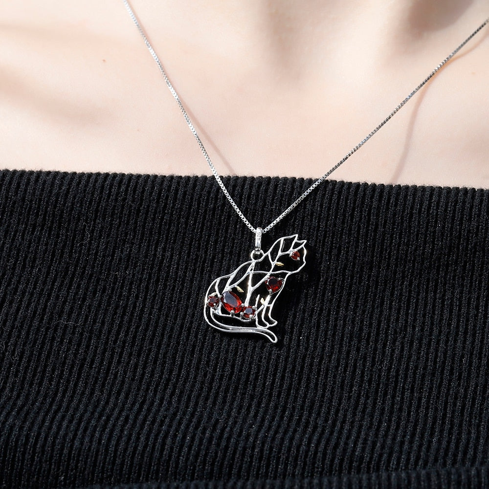 Red Cat Necklace - Cat necklace