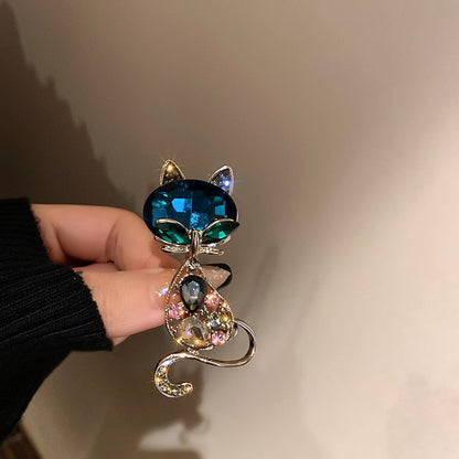 Rhinestone Cat Brooch - Rhinestone Cat Brooch