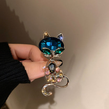 Rhinestone Cat Brooch - Rhinestone Cat Brooch