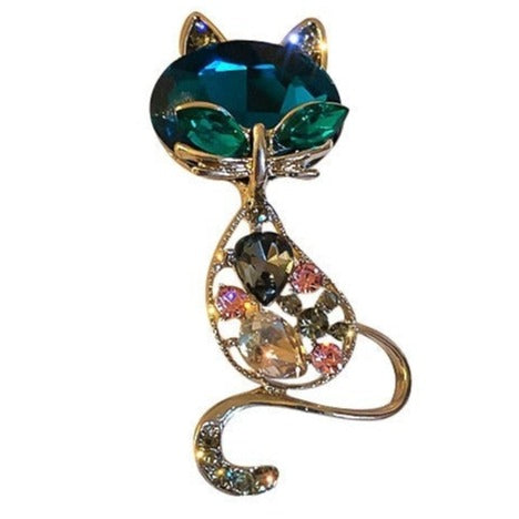 Dropship Cute Cat Brooches Pretty Animal Brooch Pin Full Shining Elegant  Crystal Cat's Moon Stone Brooch Fashion Jewelry For Women Girl Gift to Sell  Online at a Lower Price